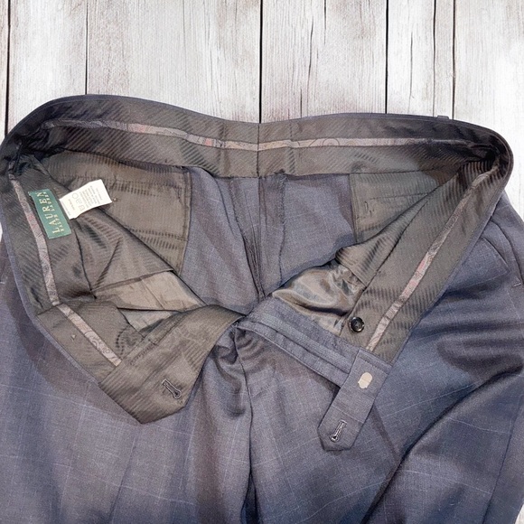 Lauren Ralph Lauren Men’s Navy Blue Windowpane 2-Pc Wool Suit ~ Size 48R ~ 40x32 - Picture 9 of 16